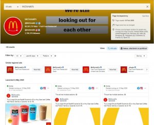 A screenshot of the ads library with the information on McDonald's.