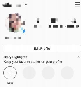The edit profile option on an Instagram profile.