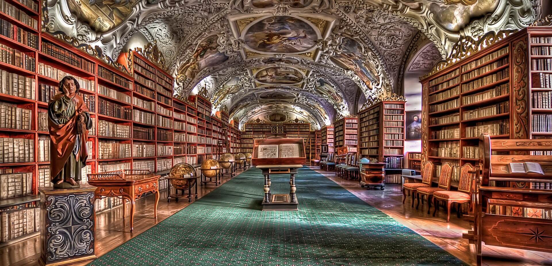 Image of a massive library with enormous literature resources