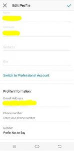 Image showing Instagram’s ‘switch to Professional account’ option.