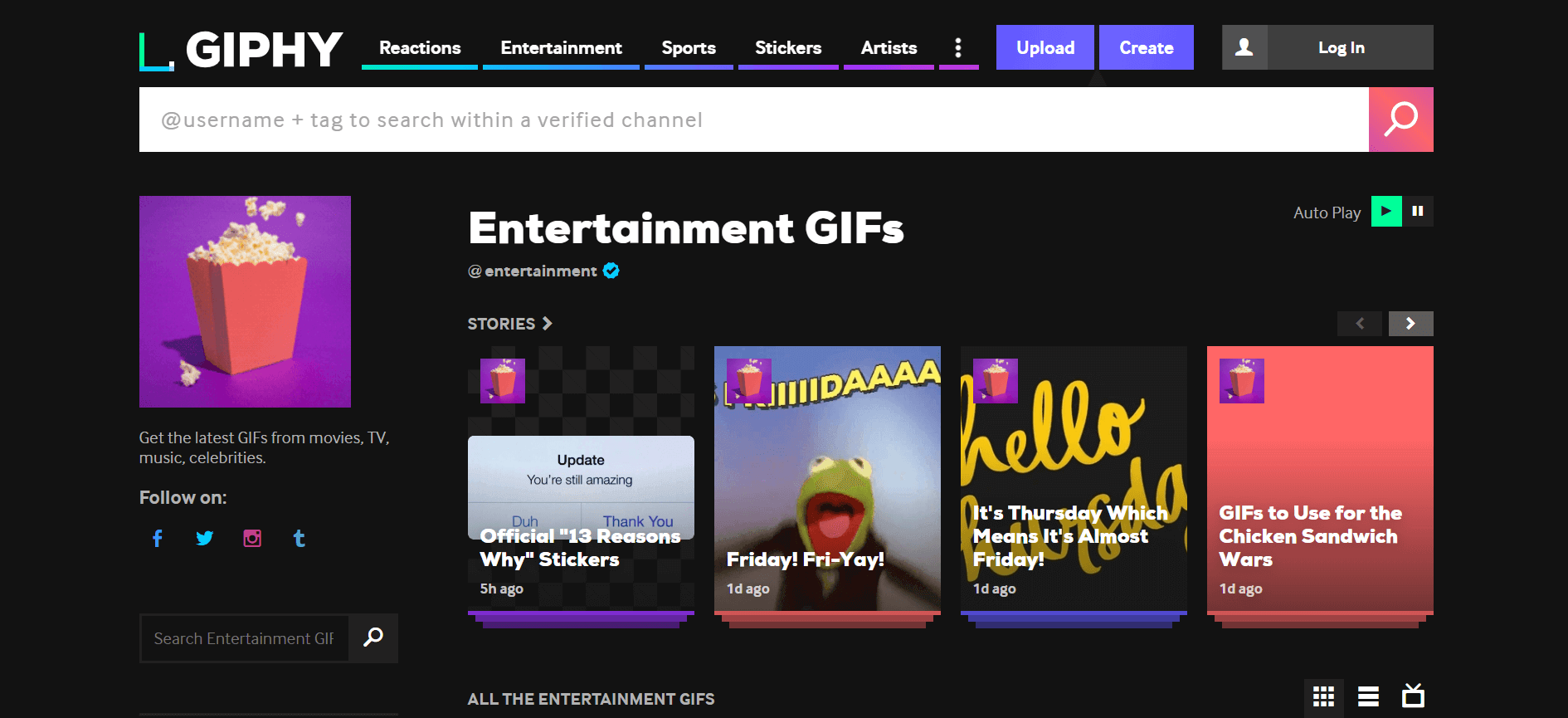 A screenshot of GIPHY-a powerful GIF designing and selection tool
