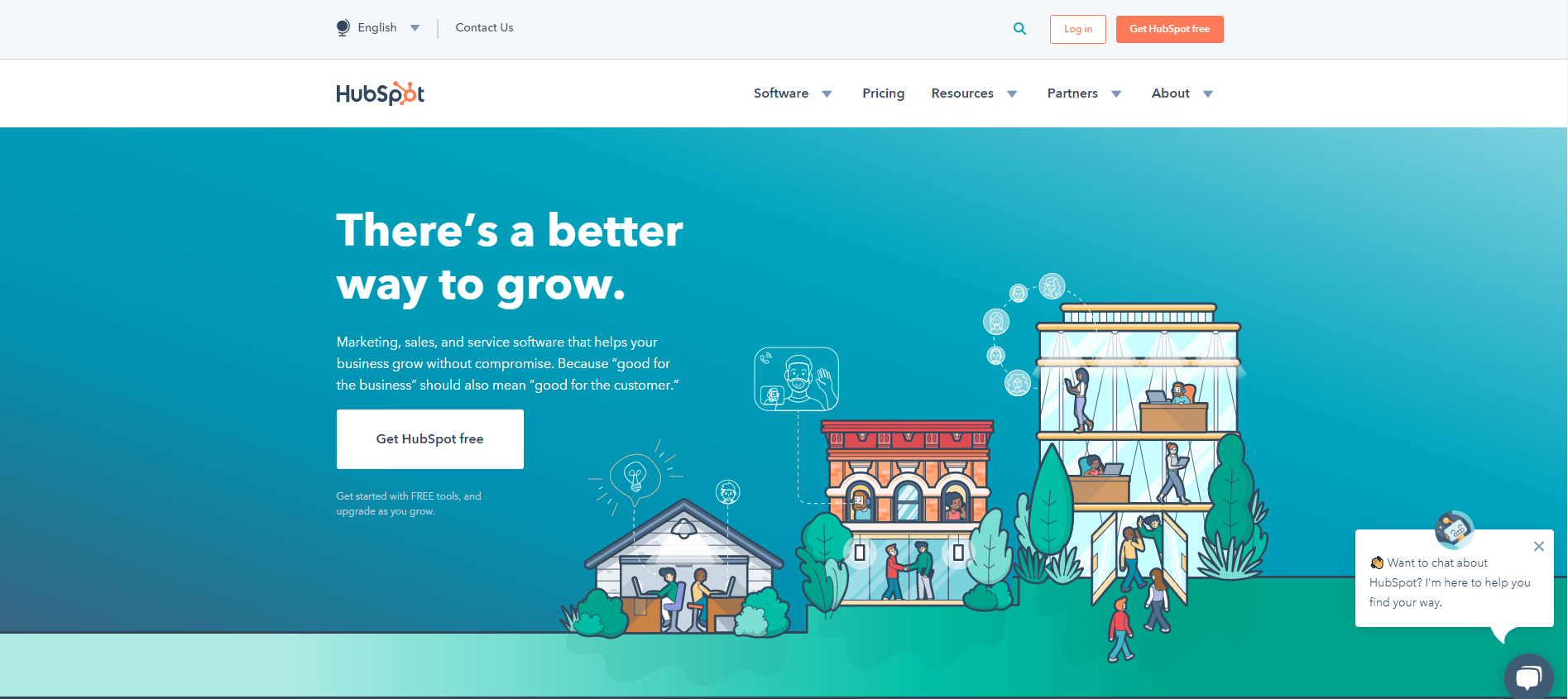 A screenshot of HubSpot’s home page.