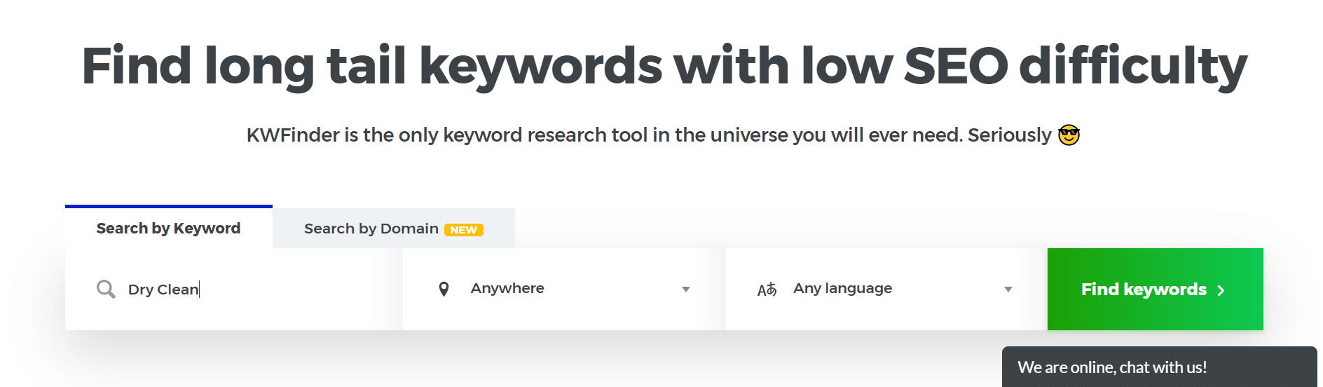 Keyword finder, the tool that helps with Keyword research.
