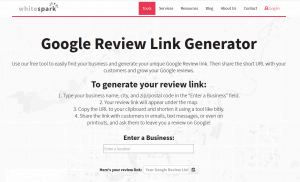 A view of the Free SEO link generation tool to call for reviewing your website from Whitespark.